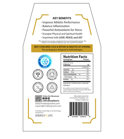MindBody Matrix ULTRA PURE Molecular Hydrogen Rich Water